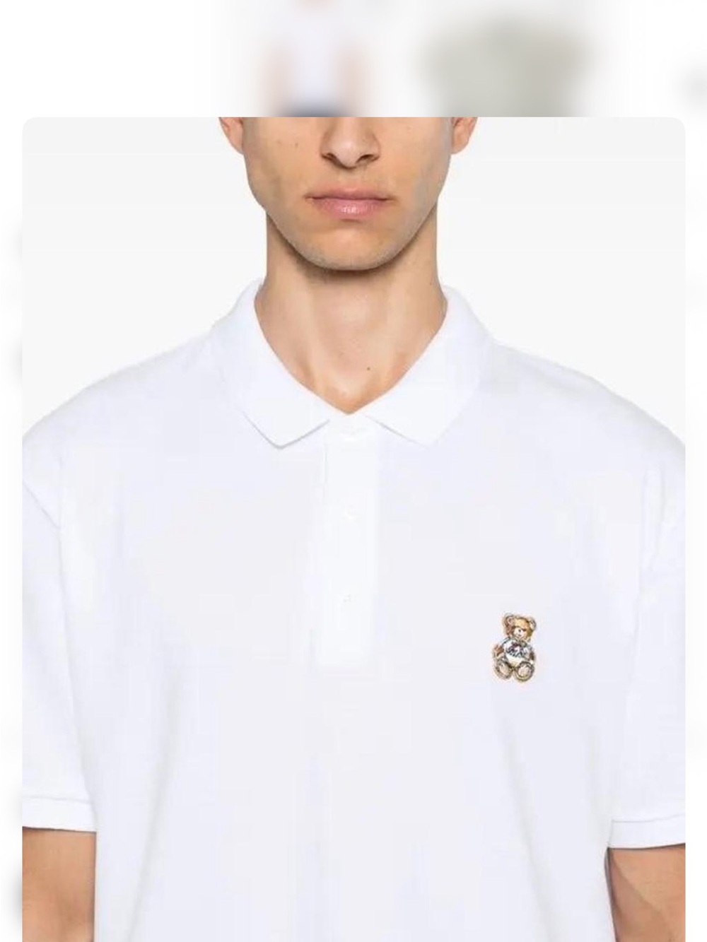 White Moschino polo shirt with teddy bear logo